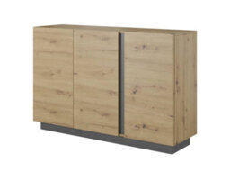 Arte Arco Contemporary Sideboard Cabinet 3 Hinged Doors 2 Shelves Oak Artisan Effect & Graphite (H)910mm (W)1380mm (D)400mm - thumbnail 1