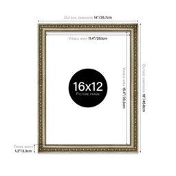 16X12 Champaign Ornate Picture Frame (40.6 X 30.5Cm) Poster, Photo, Artwork, Gallery Wall Or Print - thumbnail 2