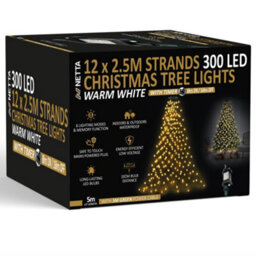 Netta Christmas Tree Lights 2.5M X 12 Strands 300 Leds Fairy Lights - Warm - thumbnail 2