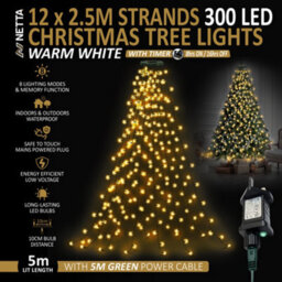 Netta Christmas Tree Lights 2.5M X 12 Strands 300 Leds Fairy Lights - Warm - thumbnail 3