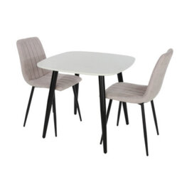 Core Products Aspen White 80Cm Square Dining Table With 2 Natural Fabric Straight Stitch Design Chairs - thumbnail 9