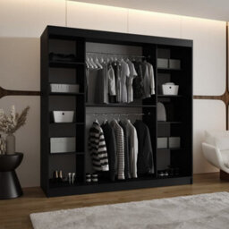 Arte Lugo 200Cm Black Mirrored Sliding Wardrobe With Tailored Storage - thumbnail 2