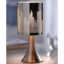 Skyline Touch Operated Lamp - Mains Powered Indoor Light With Silver Chrome Finish & 4 Stage Dimmer Function - H25.5 X 12Cm Dia - thumbnail 1