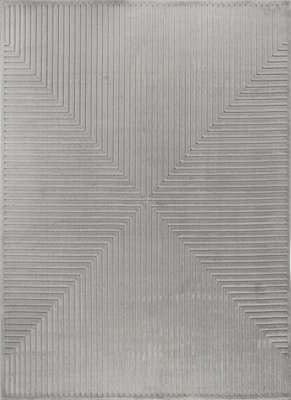 Livabliss Le Mans-Modern Grey 3D High & Low Pile Textured In- & Outdoor Rug 200 X 275 Cm Easy Care, Non Shedding - image 1