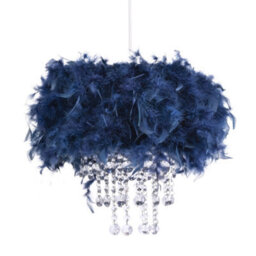 Happy Homewares Contemporary Green Navy Pendant Light Shade With Transparent Acrylic Droplets - thumbnail 2