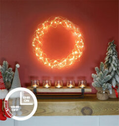 Netagon Outdoor 140 Led Copper Christmas Door Wreath With Timer And Power Supply And 10M Lead - thumbnail 3