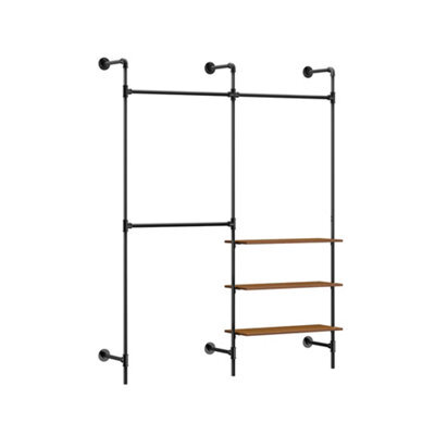 Sobuy Kls18-Sch, Wall-Mounted Clothes Rail,coat Stands, Fixed Pipe Garment Rack Open Wardrobe Closet Organiser,black - image 1