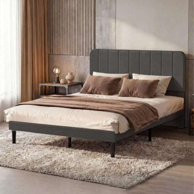 Levede Double Bed Frame With Adjustable Headboard Velvet Upholstered - image 1