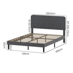 Levede Double Bed Frame With Adjustable Headboard Velvet Upholstered - thumbnail 4