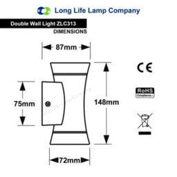 Long Life Lamps Company Black Outdoor Double Wall Light Cone Shape Zlc313 - thumbnail 2