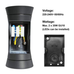 Long Life Lamps Company Black Outdoor Double Wall Light Cone Shape Zlc313 - thumbnail 5