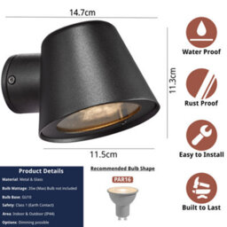 Nordlux Aleria Outdoor Metal Wall Light Compact  Black,mains - thumbnail 7