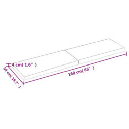 Berkfield Table Top Dark Brown 160X50X(2-4) Cm Treated Solid Wood Oak - thumbnail 9