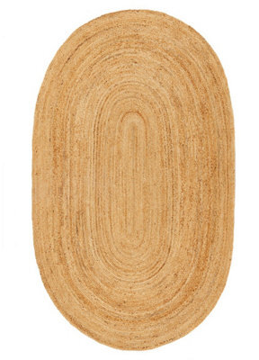 Handmade Plain Oval Rug, Natural Fibers Rug For Bedroom, Living Room, & Dining Room, Modern Rug-160Cm X 230Cm(Oval) - image 1