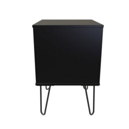 Fuji 2 Drawer Bedside Cabinet In Black Matt (Ready Assembled) - thumbnail 2