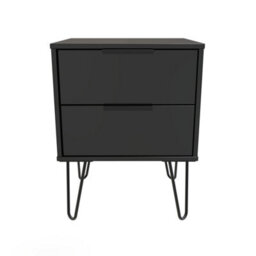 Fuji 2 Drawer Bedside Cabinet In Black Matt (Ready Assembled) - thumbnail 1