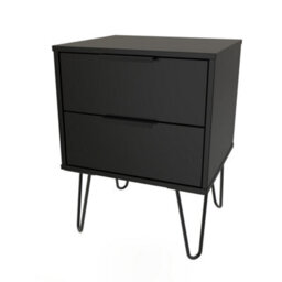 Fuji 2 Drawer Bedside Cabinet In Black Matt (Ready Assembled) - thumbnail 3