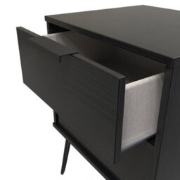 Fuji 2 Drawer Bedside Cabinet In Black Matt (Ready Assembled) - thumbnail 5