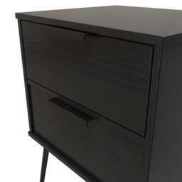 Fuji 2 Drawer Bedside Cabinet In Black Matt (Ready Assembled) - thumbnail 4