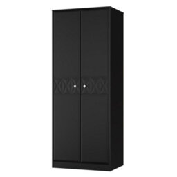 Genoa Ready Assembled Contemporary Matt Black Tall Double Wardrobe (H)1960mm (W)740mm (D)520mm - thumbnail 1