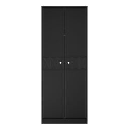 Genoa Ready Assembled Contemporary Matt Black Tall Double Wardrobe (H)1960mm (W)740mm (D)520mm - thumbnail 2