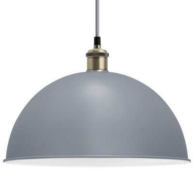 Long Life Lamps Company Large Vintage Ceiling Pendant Light Metal Grey Finish Lamp Shade M0090 - image 1