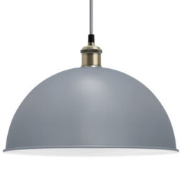 Long Life Lamps Company Large Vintage Ceiling Pendant Light Metal Grey Finish Lamp Shade M0090