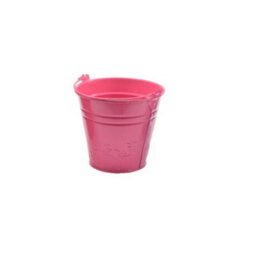 Decoris Childs Metal Bucket Planter Zinc Flower Pot Tin Pen Pot Craft Pot Bright Pink