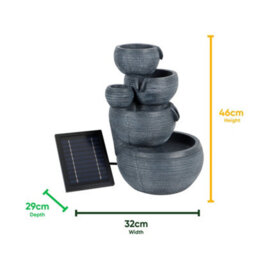 Gardenwize Solar Water Feature, Moonlit Slate Serenity 4 Tier Cascading Fountain - thumbnail 2