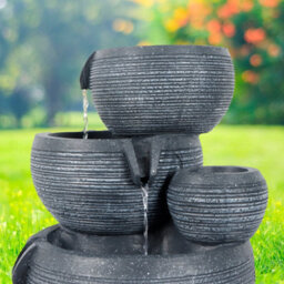 Gardenwize Solar Water Feature, Moonlit Slate Serenity 4 Tier Cascading Fountain - thumbnail 3