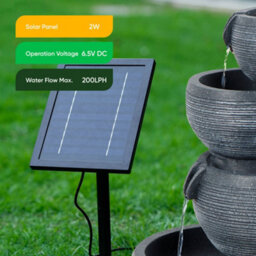Gardenwize Solar Water Feature, Moonlit Slate Serenity 4 Tier Cascading Fountain - thumbnail 6