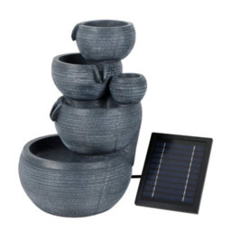 Gardenwize Solar Water Feature, Moonlit Slate Serenity 4 Tier Cascading Fountain