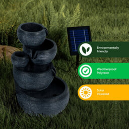 Gardenwize Solar Water Feature, Moonlit Slate Serenity 4 Tier Cascading Fountain - thumbnail 4