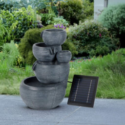 Gardenwize Solar Water Feature, Moonlit Slate Serenity 4 Tier Cascading Fountain - thumbnail 5