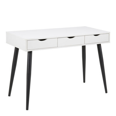 Furniture To Go Neptun 3 Drawer Office Desk In White With Black Legs - image 1