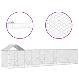 Walplus Outdoor Dog Kennel With Roof Silver 10X2X2.5 M Galvanised Steel - thumbnail 2
