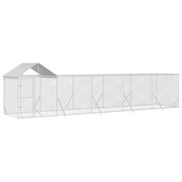 Walplus Outdoor Dog Kennel With Roof Silver 10X2X2.5 M Galvanised Steel - thumbnail 3