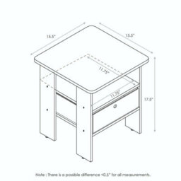 Walplus Andrey End Table Nightstand With Fabric Bin - Compact Storage Shelf With Open Display, Columbia Walnut/dark Brown Finish - thumbnail 5