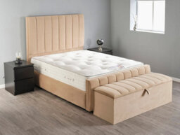 Divan Base Direct Altair Ottoman Storage Box 5Ft King - Plush Velvet Beige - thumbnail 2