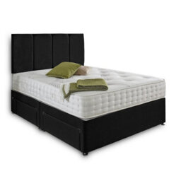 Dining Tables Zanzibar Headboard Divan Set , 2 Drawer On Same Side With Sprung 1500 Comfort Mattress - Damask Fabric Black - King - thumbnail 4
