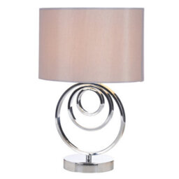K Living Hallam Chrome Circle Table Lamp And Grey Shade - thumbnail 2