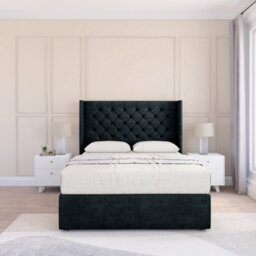 "Sloomy 4Ft Dior Naples Black Memory Foam Bed Set With No Drawers Mattress & 54"" Wingback Headboard - Small Double" - thumbnail 2