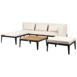 Beliani Garden Lounge Set With Table And Ottoman 3 Seater Bracciano Right Hand Certified Acacia Wood Light Beige - thumbnail 4