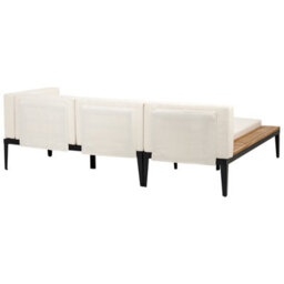 Beliani Garden Lounge Set With Table And Ottoman 3 Seater Bracciano Right Hand Certified Acacia Wood Light Beige - thumbnail 6