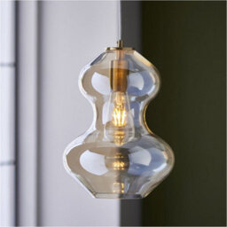 Loops Hanging Ceiling Pendant Light - Satin Brass Plate & Champagne Lustre Glass - Hour Glass Shade - thumbnail 3