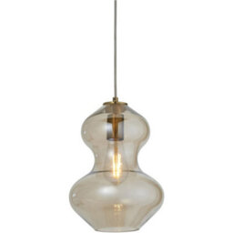 Loops Hanging Ceiling Pendant Light - Satin Brass Plate & Champagne Lustre Glass - Hour Glass Shade - thumbnail 1