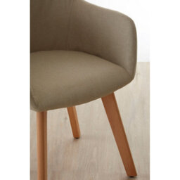 Orsina Stone Fabric Chair With Wood Legs, Backrest Dining Chair, Space-Saving Office Accent Chair With Upholstery - thumbnail 6