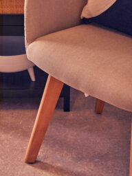 Orsina Stone Fabric Chair With Wood Legs, Backrest Dining Chair, Space-Saving Office Accent Chair With Upholstery - thumbnail 7