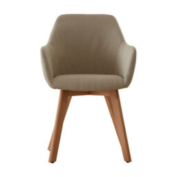Orsina Stone Fabric Chair With Wood Legs, Backrest Dining Chair, Space-Saving Office Accent Chair With Upholstery