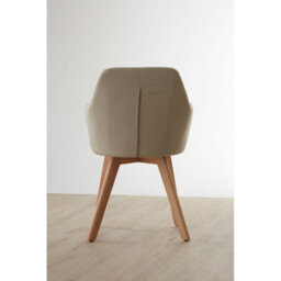 Orsina Stone Fabric Chair With Wood Legs, Backrest Dining Chair, Space-Saving Office Accent Chair With Upholstery - thumbnail 4